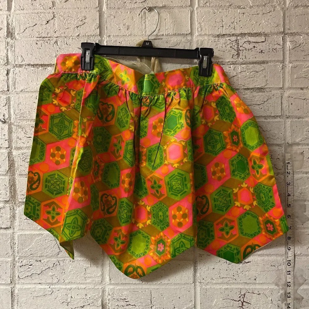Vintage 60's Orange Retro Floral Half Apron Baking